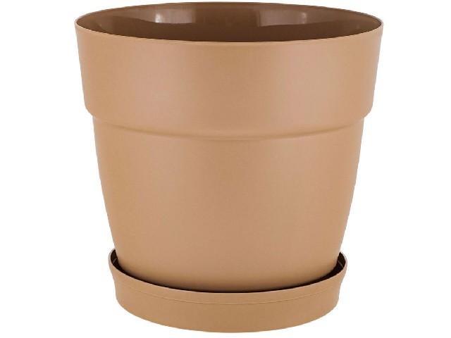 Горшок для цветов InGreen Villa de Fiori с фиксируемым поддоном 1,1л, D130мм, молочный шоколад